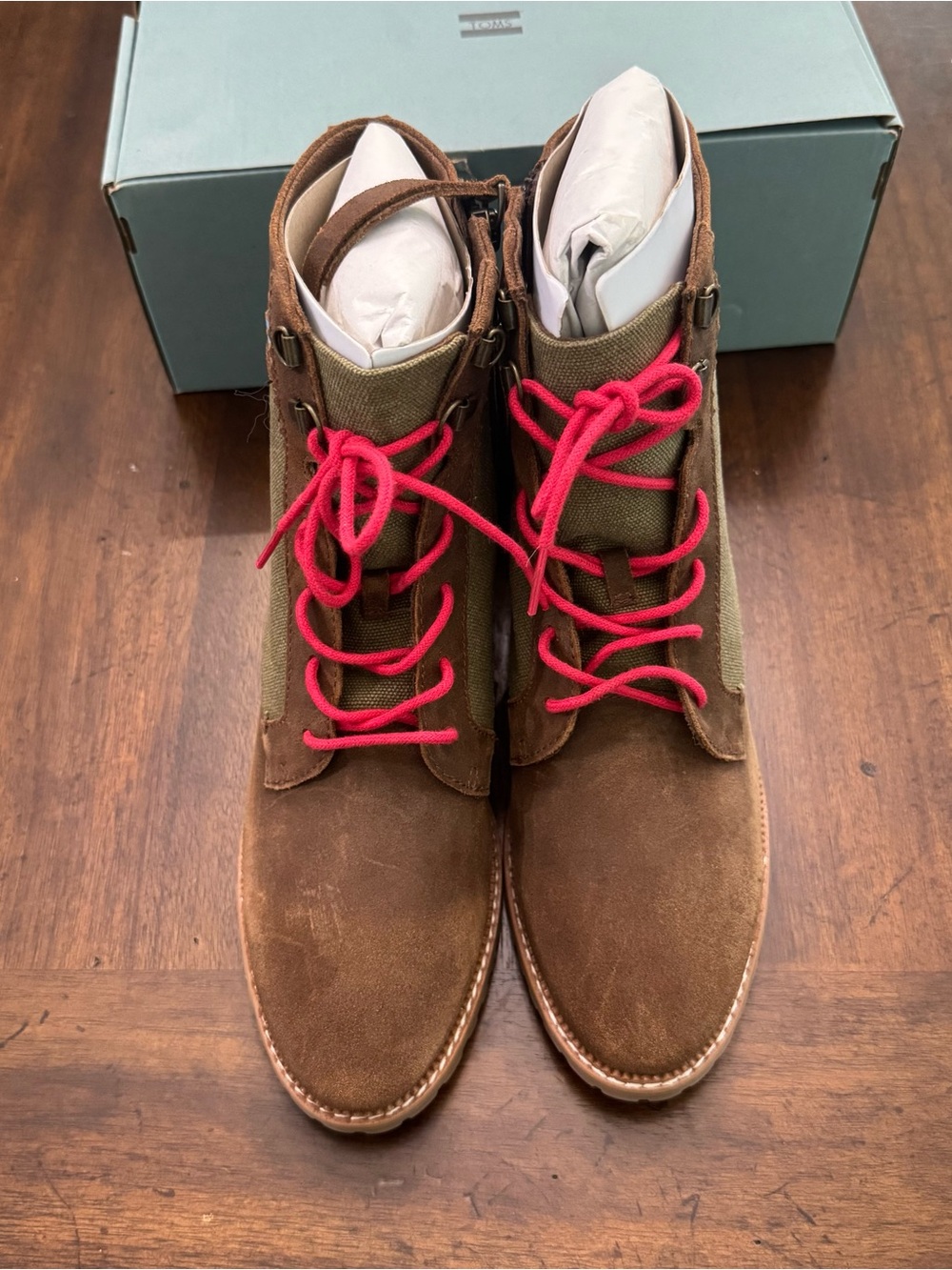 TOMS Nolita Brown & Dusty Olive Lace-Up Ankle Boots - Picture 5 of 10